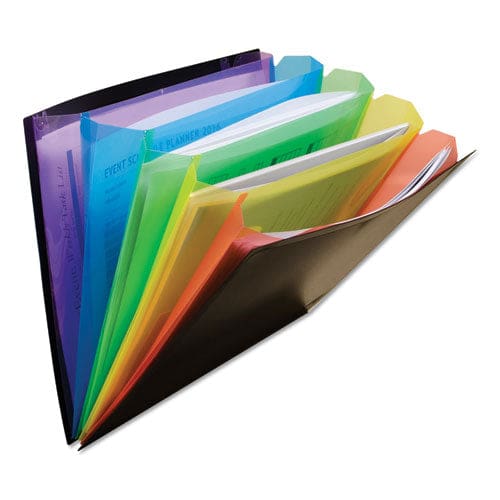 C-Line Rainbow Document Sorter/case 5 Expansion 5 Sections Elastic Cord Closure Letter Size Black/multicolor - School Supplies - C-Line®