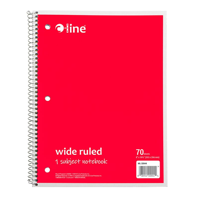 C Line Red 1 Sub Wide Ruled Notebk 70 Page (Pack of 12) - Note Books & Pads - C-Line Products Inc