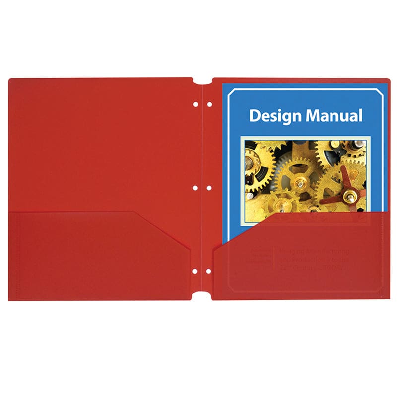 C-Line Red 25Ct Two Pocket Poly Portfolios With Three-Hole Punch - Folders - C-Line Products Inc