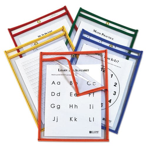 C-Line Reusable Dry Erase Pockets 9 X 12 Assorted Neon Colors 25/box - School Supplies - C-Line®