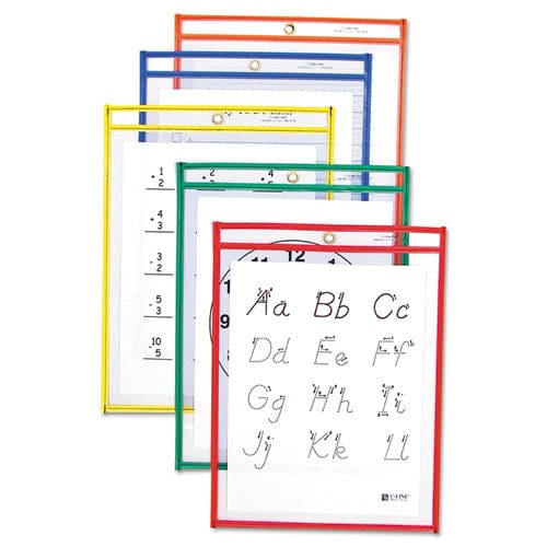 C-Line Reusable Dry Erase Pockets 9 X 12 Assorted Neon Colors 25/box - School Supplies - C-Line®
