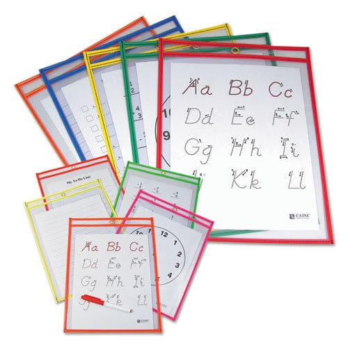 C-Line Reusable Dry Erase Pockets 9 X 12 Assorted Primary Colors 25/box - School Supplies - C-Line®