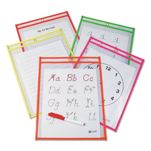 C-Line Reusable Dry Erase Pockets Easy Load 9 X 12 Assorted Primary Colors 25/pack - School Supplies - C-Line®
