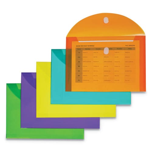 C-Line Reusable Poly Envelope Hook/loop Closure 8.5 X 11 Assorted Colors 10/pack - Office - C-Line®