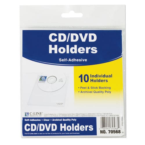 C-Line Self-adhesive Cd Holder 1 Disc Capacity Clear 10/pack - Technology - C-Line®