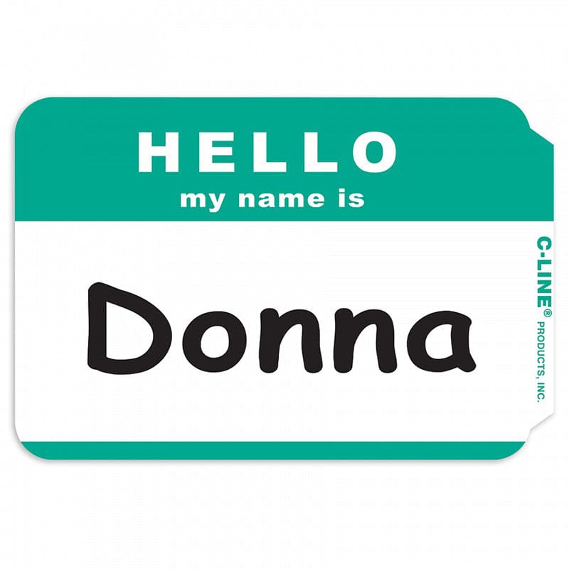 C Line Self Adhesive Green Name Badges Hello Pack Of 100 (Pack of 12) - Name Tags - C-Line Products Inc