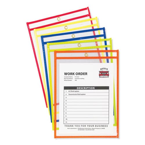 C-Line Stitched Shop Ticket Holders Neon Assorted 5 Colors 75 9 X 12 10/pack - School Supplies - C-Line®