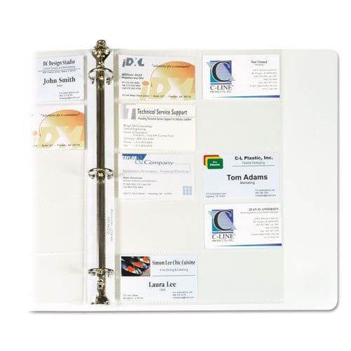C-Line Tabbed Business Card Binder Pages For 2 X 3.5 Cards Clear 20 Cards/sheet 5 Sheets/pack - Office - C-Line®