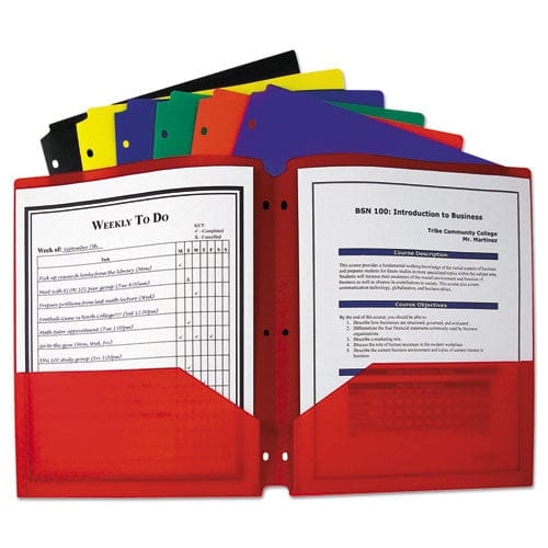C-Line Two-pocket Heavyweight Poly Portfolio Folder 3-hole Punch 11 X 8.5 Assorted - School Supplies - C-Line®