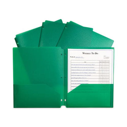 C-Line Two-pocket Heavyweight Poly Portfolio Folder 3-hole Punch 11 X 8.5 Green 25/box - School Supplies - C-Line®