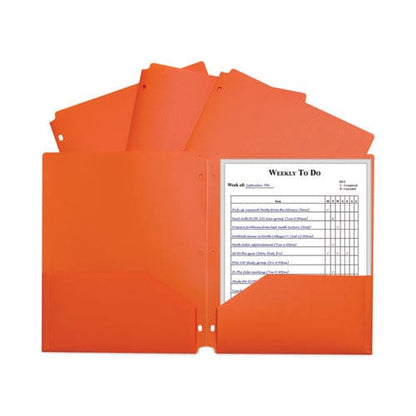 C-Line Two-pocket Heavyweight Poly Portfolio Folder 3-hole Punch 11 X 8.5 Orange 25/box - School Supplies - C-Line®