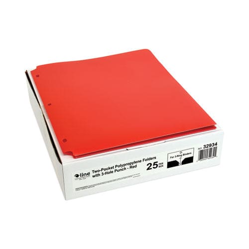 C-Line Two-pocket Heavyweight Poly Portfolio Folder 3-hole Punch 11 X 8.5 Red 25/box - School Supplies - C-Line®