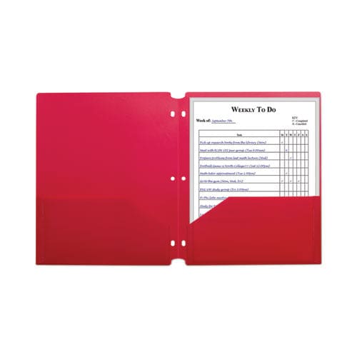 C-Line Two-pocket Heavyweight Poly Portfolio Folder 3-hole Punch 11 X 8.5 Red 25/box - School Supplies - C-Line®