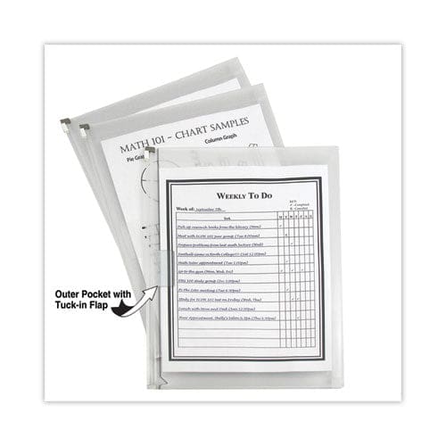 C-Line Zip ’n Go Reusable Envelope With Outer Pocket 1 Capacity 2 Sections 10 X 13 Clear 3/pack - Office - C-Line®