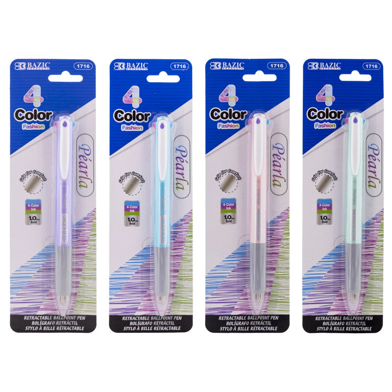 4 Fashion Color Pen with Cushion Grip (Pack of 12)