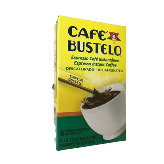 Café Bustelo Espresso Instant Coffee Decaffeinated - 6 Count Individual Packs - ShelHealth.Com