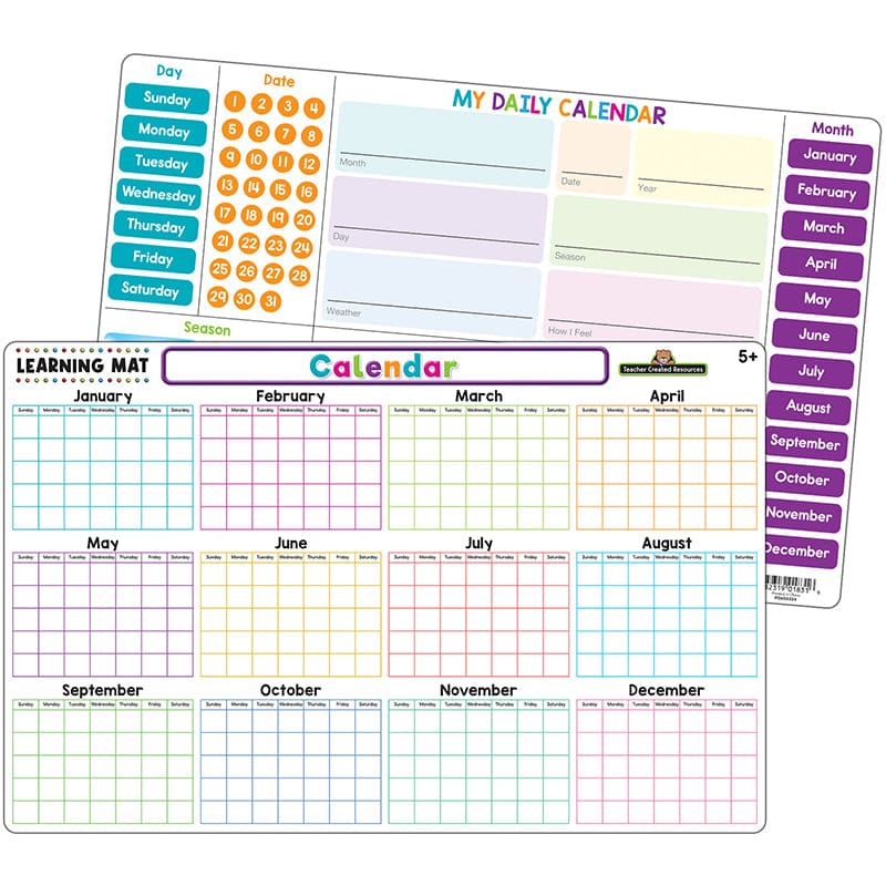 Calendar Learning Mat (Pack of 12) - Mats - Teacher Created Resources