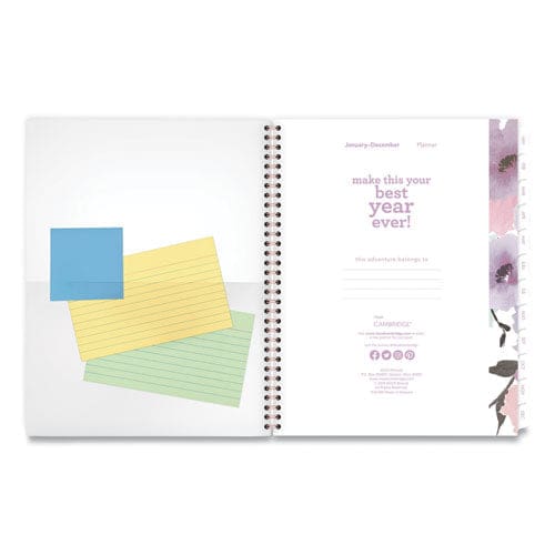 Cambridge Mina Weekly/monthly Planner Main Floral Artwork 11 X 8.5 White/violet/peach Cover 12-month (jan To Dec): 2023 - School Supplies -