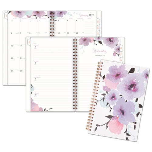 Cambridge Mina Weekly/monthly Planner Main Floral Artwork 11 X 8.5 White/violet/peach Cover 12-month (jan To Dec): 2023 - School Supplies -