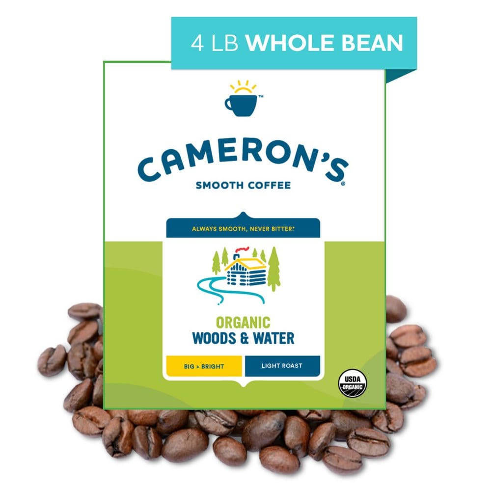 Cameron’s Organic Whole Bean Light Roast Coffee Woods and Water (64 oz.) - Whole Bean Coffee - Cameron’s