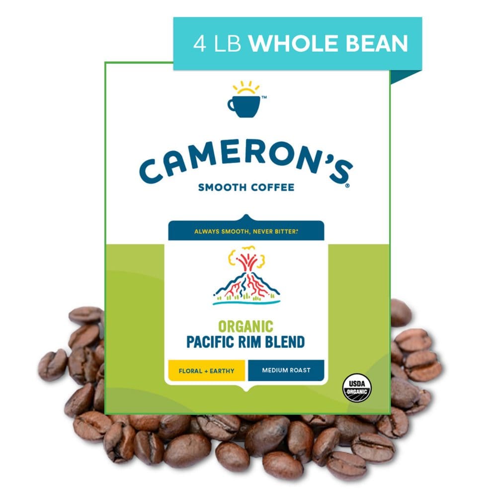 Cameron’s Organic Whole Bean Medium Roast Coffee Pacific Rim (64 oz.) - Whole Bean Coffee - Cameron’s