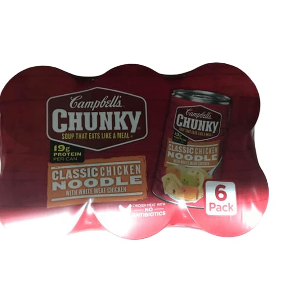 Campbell's Chunky Classic Chicken Noodle Soup, 6 x 18.6 oz - ShelHealth.Com