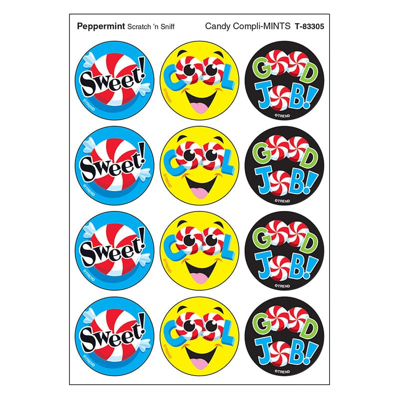 Candy Complimints/Peppermint Stinky Stickers (Pack of 12) - Stickers - Trend Enterprises Inc.