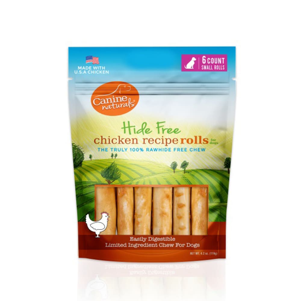 Canine Natural Hide Free 2.5inch Chicken Mini Roll 6Pk - Pet Supplies - Canine