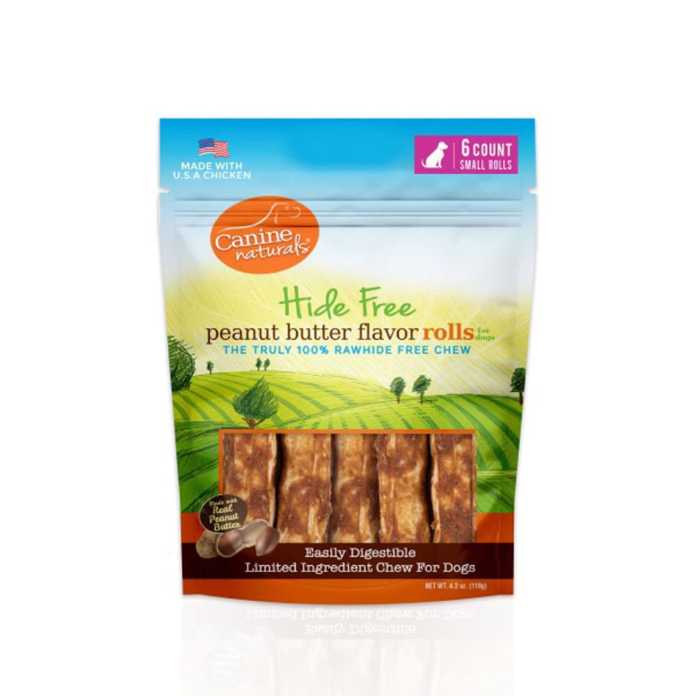 Canine Natural Hide Free 2.5inch Peanut Butter Mini Roll 6Pk - Pet Supplies - Canine