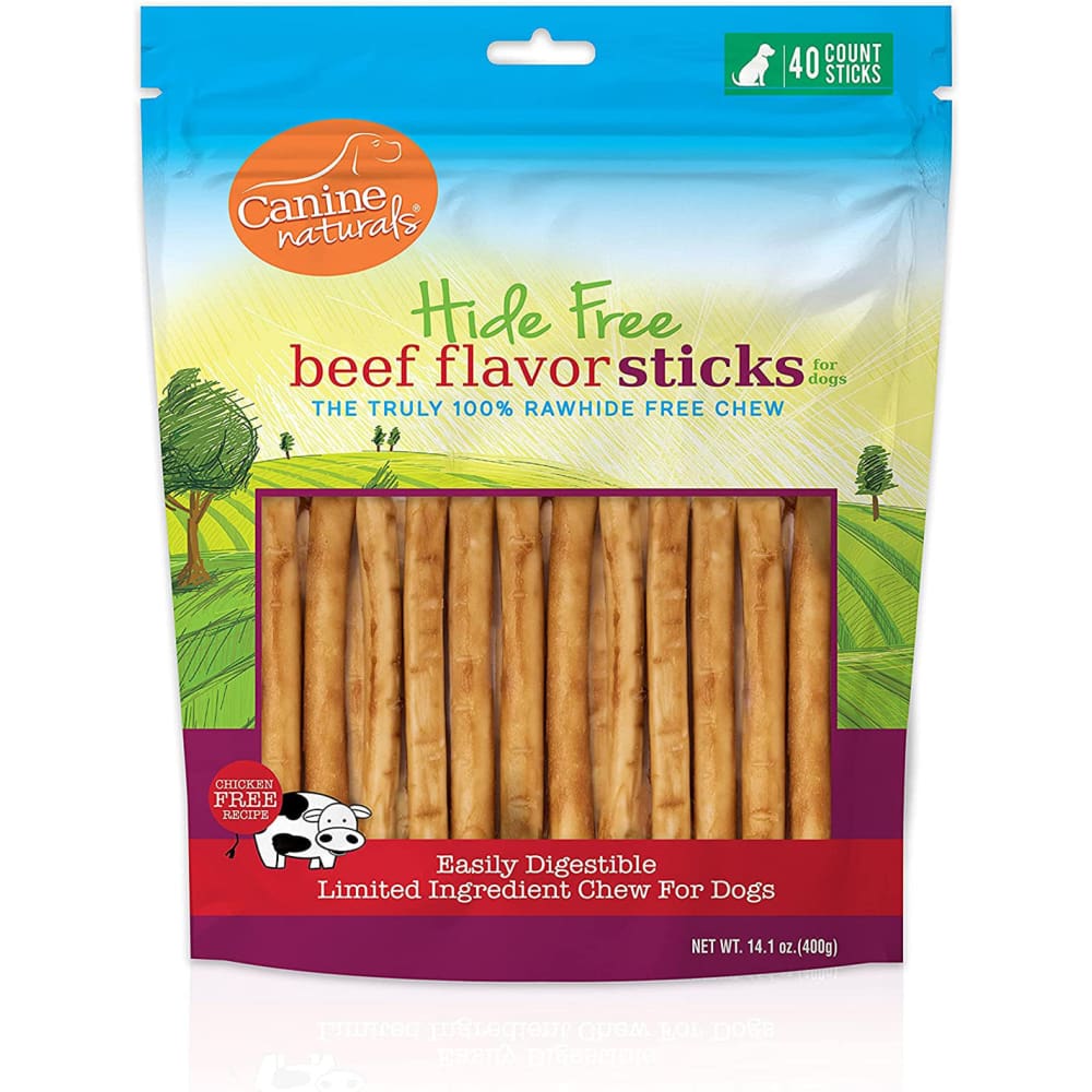Canine Natural Hide Free 5inch Beef Stick 40Pk - Pet Supplies - Canine