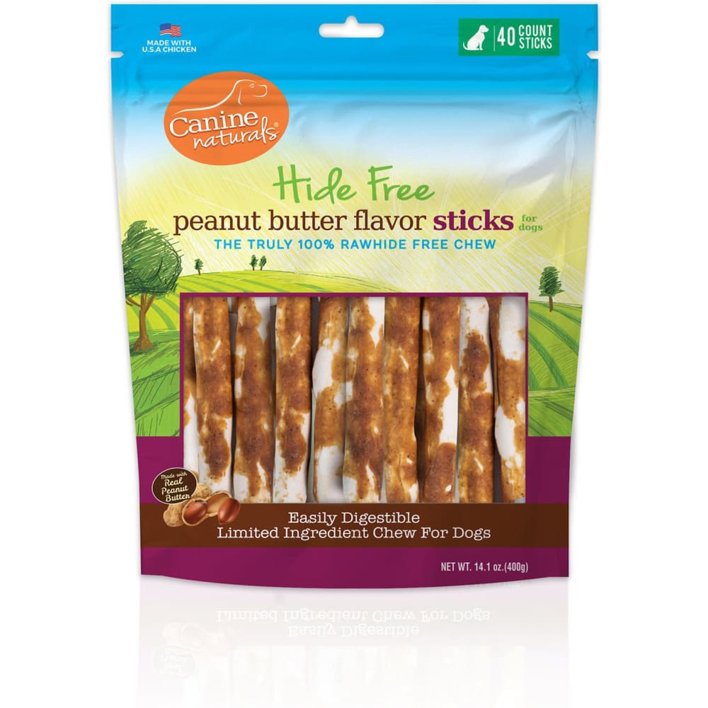 Canine Natural Hide Free 5inch Peanut Butter Stick 40Pk - Pet Supplies - Canine