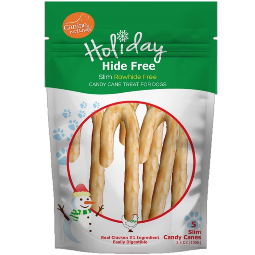Canine Natural Hide Free Chicken Slim Holiday Candy Cane 5Ct - Pet Supplies - Canine