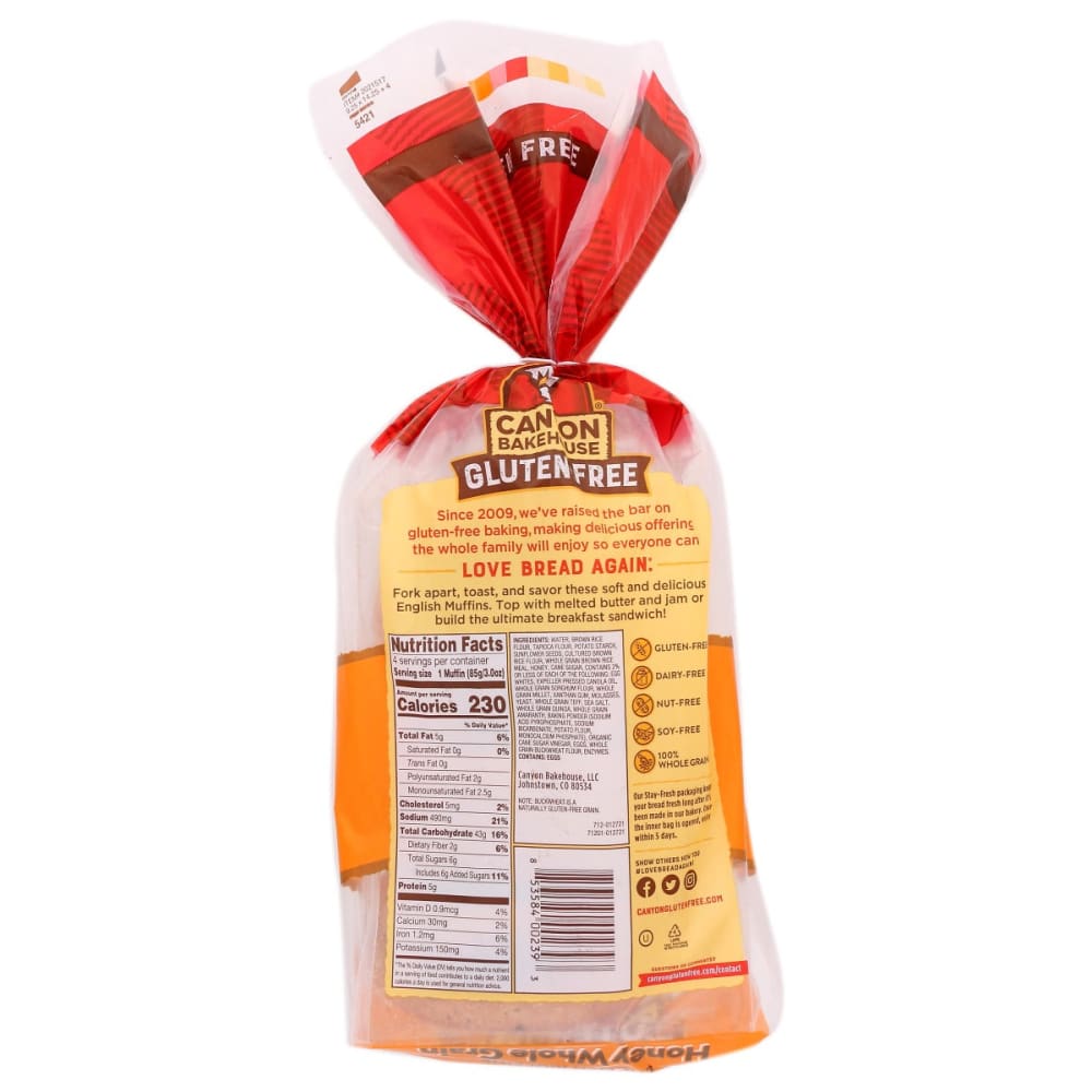 CANYON BAKEHOUSE: Honey Whole Grain English Muffin 12 oz - Grocery > Bread - CANYON BAKEHOUSE