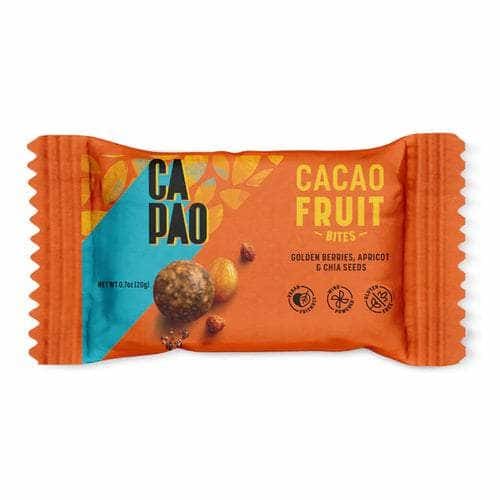 CAPAO Grocery > Snacks CAPAO: Golden Berries Apricot & Chia Seeds Cacao Fruit Bites, 0.7 oz