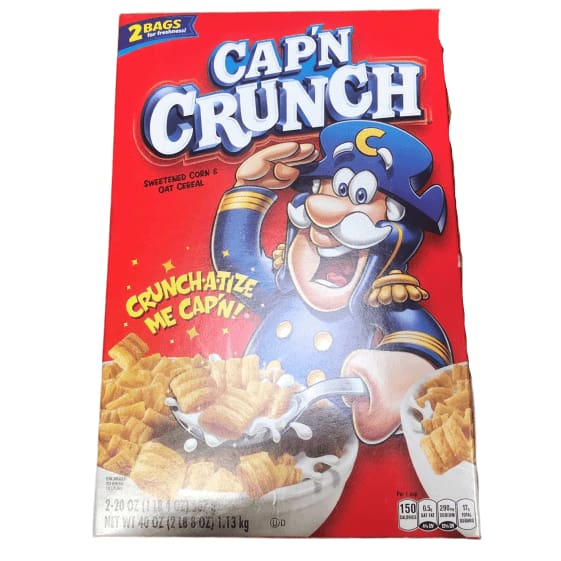 Cap'N Crunch Sweetened Corn and Oat Cereal, 40 Ounce - ShelHealth.Com