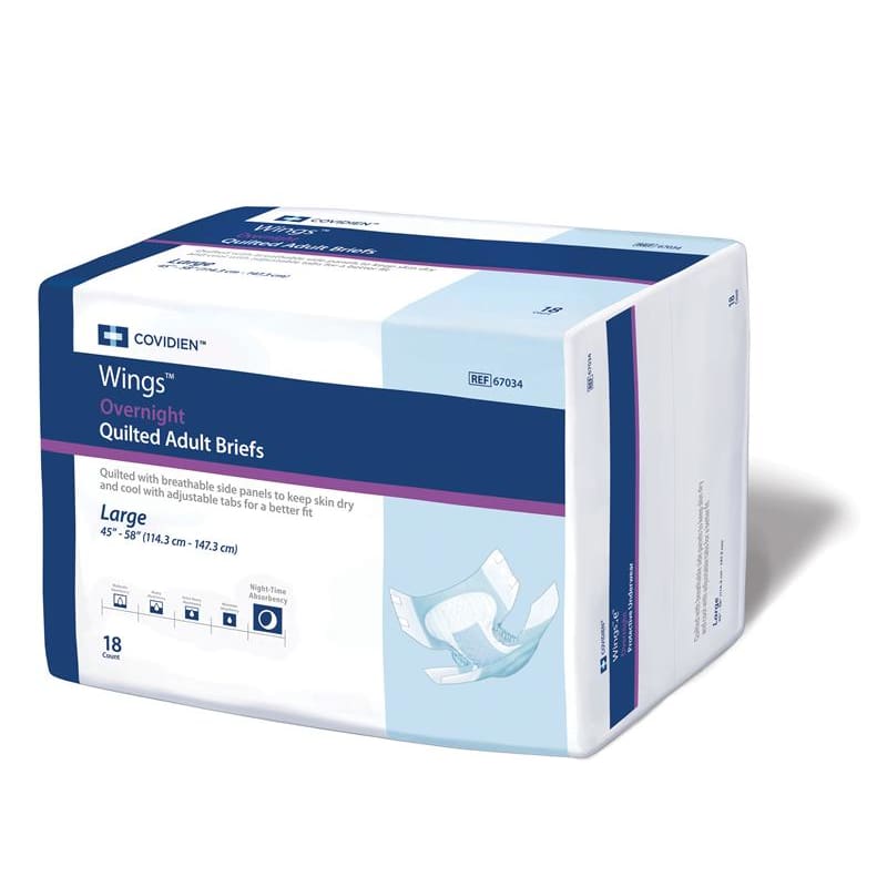Cardinal Health Brief Wings Quilted Overnight Lg Case of 72 - Incontinence >> Briefs and Diapers - Cardinal Health