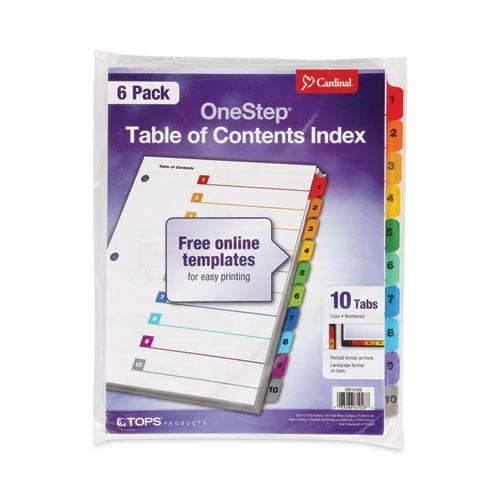 Cardinal Onestep Printable Table Of Contents And Dividers 10-tab 1 To 10 11 X 8.5 White Assorted Tabs 6 Sets - Office - Cardinal®