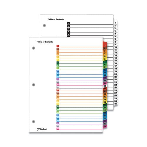 Cardinal Onestep Printable Table Of Contents And Dividers 10-tab 1 To 10 11 X 8.5 White Assorted Tabs 1 Set - Office - Cardinal®
