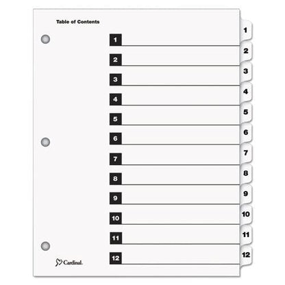 Cardinal Onestep Printable Table Of Contents And Dividers 12-tab 1 To 12 11 X 8.5 White White Tabs 1 Set - Office - Cardinal®