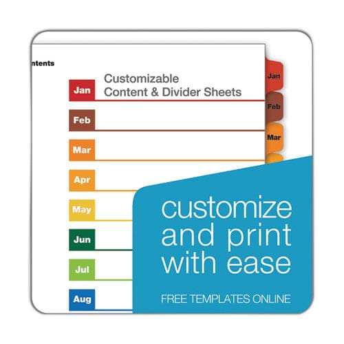 Cardinal Onestep Printable Table Of Contents And Dividers 12-tab Jan. To Dec. 11 X 8.5 White Assorted Tabs 1 Set - Office - Cardinal®