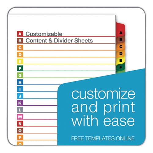 Cardinal Onestep Printable Table Of Contents And Dividers 26-tab A To Z 11 X 8.5 White Assorted Tabs 1 Set - Office - Cardinal®