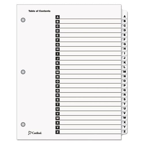 Cardinal Onestep Printable Table Of Contents And Dividers 26-tab A To Z 11 X 8.5 White White Tabs 1 Set - Office - Cardinal®