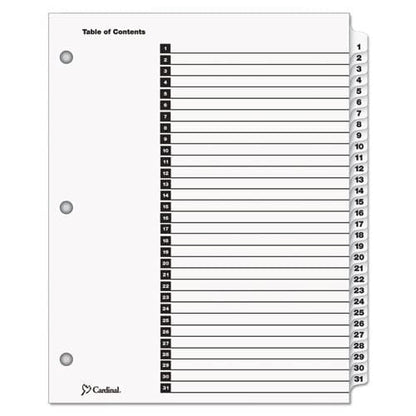 Cardinal Onestep Printable Table Of Contents And Dividers 31-tab 1 To 31 11 X 8.5 White White Tabs 1 Set - Office - Cardinal®