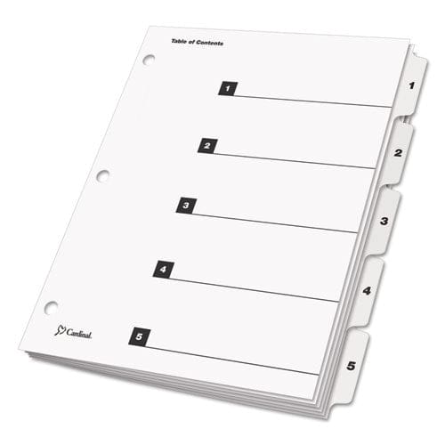 Cardinal Onestep Printable Table Of Contents And Dividers 5-tab 1 To 5 11 X 8.5 White White Tabs 1 Set - Office - Cardinal®