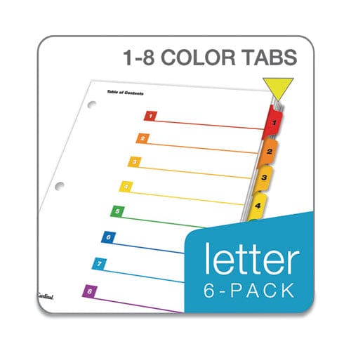 Cardinal Onestep Printable Table Of Contents And Dividers 8-tab 1 To 8 11 X 8.5 White 6 Sets - Office - Cardinal®