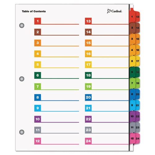 Cardinal Onestep Printable Table Of Contents And Dividers - Double Column 24-tab 1 To 24 11 X 8.5 White 1 Set - Office - Cardinal®