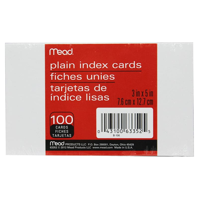 Cards Index Plain 3 X 5 100 Ct (Pack of 12) - Index Cards - Mead - Acco Brands Usa LLC