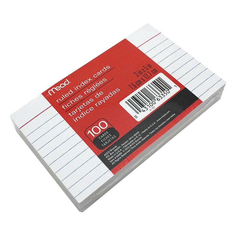 Cards Index Ruled 3 X 5 100 Ct (Pack of 12) - Index Cards - Mead - Acco Brands Usa LLC