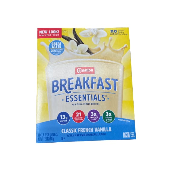 Carnation Breakfast Carnation Breakfast Essentials Nutritional Powder Drink Mix, Classic French Vanilla, 10 - 36 g Packets