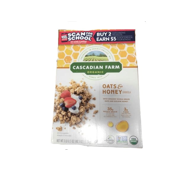 Cascadian Farm Organic Granola, Oats and Honey Cereal, 48.5 oz - ShelHealth.Com